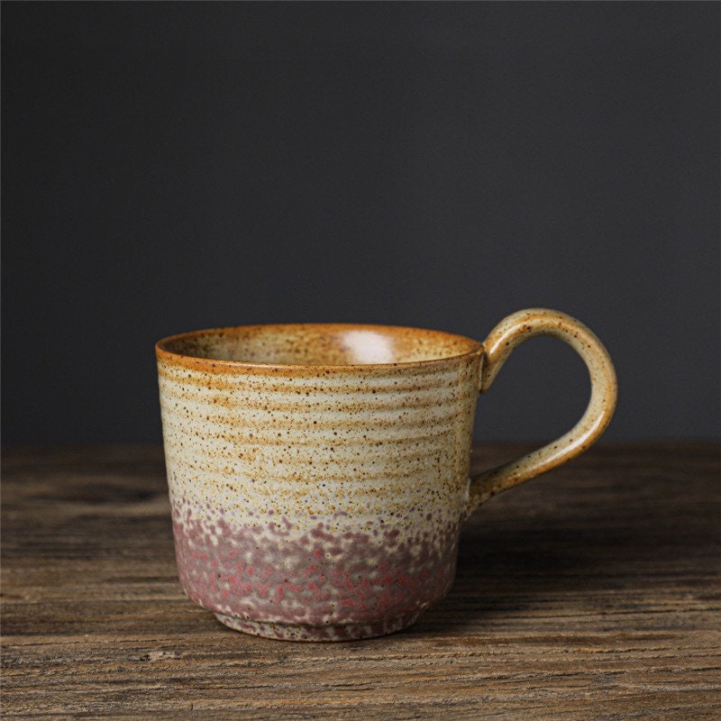 Gohobi Handmade stoneware Coffee cup and saucer Japanese vintage style coffee mug