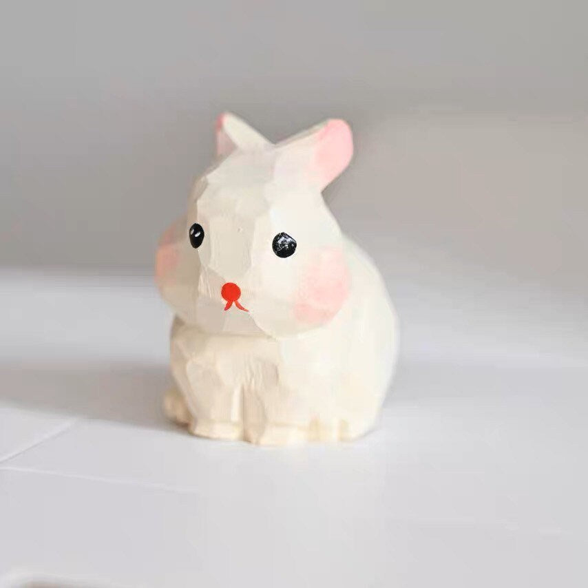 Gohobi Hand crafted white wooden rabbit ornaments unique gift for him for her