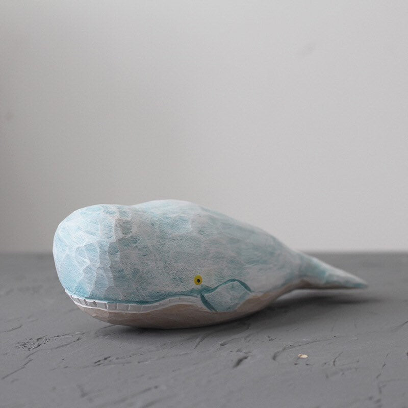 Gohobi Hand crafted wooden blue whale ornaments unique gift for him for her