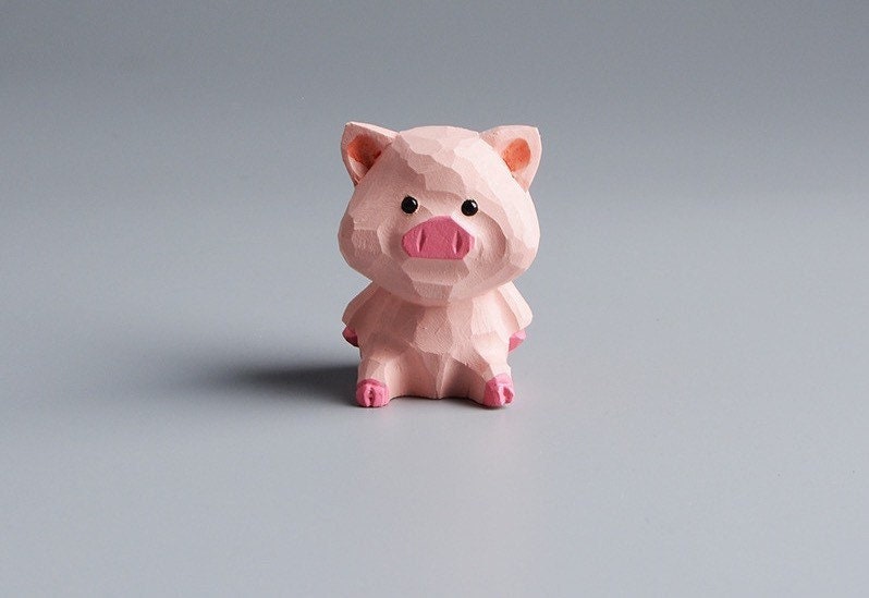 Gohobi Hand crafted wooden Pig ornaments unique gift for him for her