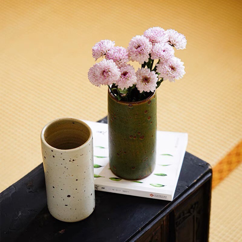 Gohobi Handmade Ceramic Emerald Tall Cylinder Vase