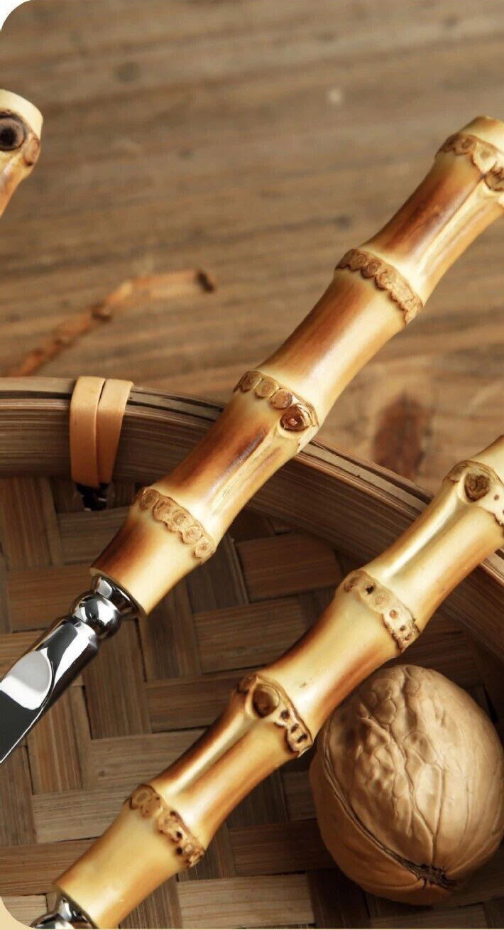 Gohobi a set of 5 bamboo handle cutlery set 100% stainless steel cutlery set